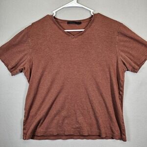 Raffi Mens V-Neck T-Shirt Brown Terracotta Short Sleeve Size Large 0181